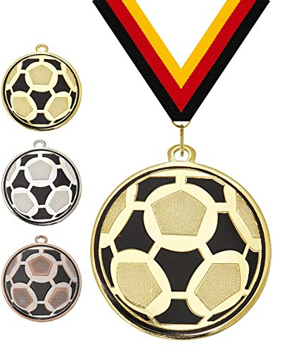Pokalmatador Ø 50 mm Medaille Fussball inkl. Medaillenband und optionaler, individueller Beschriftung (Silber, inkl. Beschriftung)
