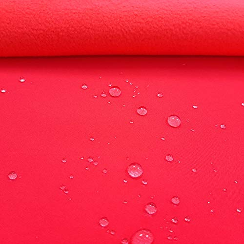 High-Tech Klimamembrane Softshell aus Jersey & Microfleece - winddicht, wasserdicht & atmungsaktiv - Meterware (neonrot)