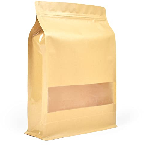 Evergreen Goods Re-usable Foil Lined Zip-Lock Grip Stand-able Re-Sealable Brown Kraft Food Grade Bags Paper Stand-Up Pouch Packing Bag (50, 200x300 mm)