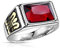 Paula & Fritz® Ring Damen facettenreicher Zirkonia rot 316L Chirurgenstahl Größe 59 (18,8) Silber-Gold Siegelring Herrenring Partnerring Ehering