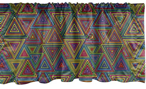 ABAKUHAUS Geometrisch Fenster Volant, Regenbogen-Farben Design, Vorhang Volant für Küche Schlafzimmer Dekor mit Stangentasche, 137 cm X 45 cm, Mehrfarbig