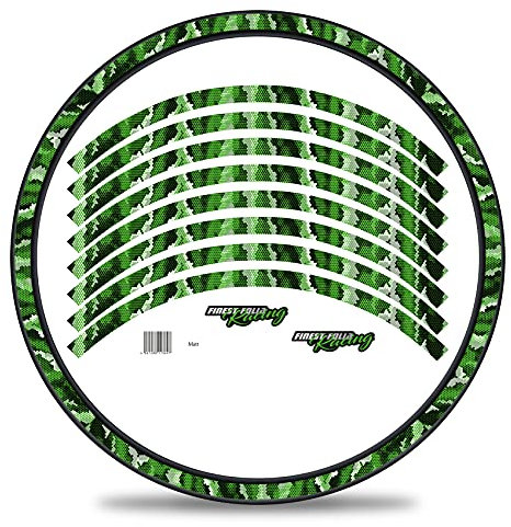 16-teiliges Set Felgenrandaufkleber Sticker für Fahrrad Felgen im Camouflage Design Komplett Set für 27 29 für Ebike Rennrad Mountainbike MTB Laufrad RX033 (Hexagon grün, Matt)