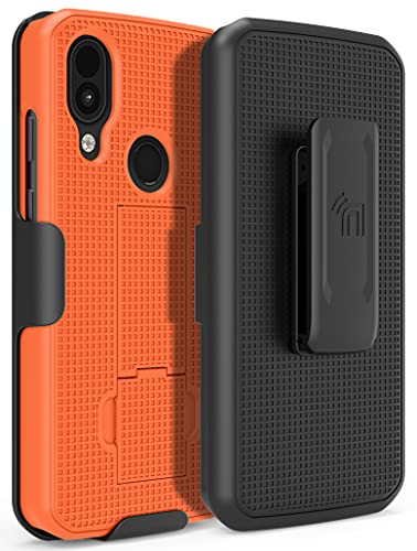 Nakedcellphone Schutzhülle mit Clip für CAT S62 Pro, schlankes Hartschalen-Cover mit Ständer, Standfunktion, drehbar, Ratsche, Gürtel-Hüft-Holster-Kombination