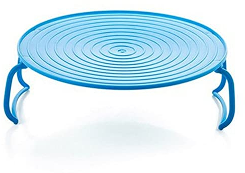 Tablett für Mikrowelle Ständer Runde Mikrowelle Rost rutschfest Zusammenklappbar Mikrowelle Dampf Tablett Küchen zubehör für Mikrowelle Kühlschrank Backofen (blue)
