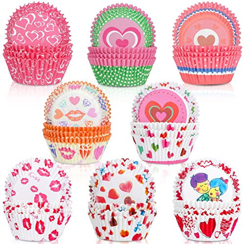 Zazyvor 200pcs Muffinförmchen Papier Muffins Cupcake Regenbogen Wrapper Valentinstag Für Backen Einweg Backbecher Papierförmchen Wrappers Backpapierbecher Cupcakeförmchen Kuchenpapier Dekoration