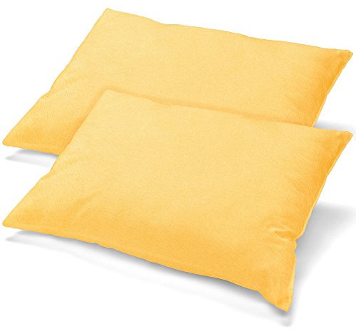 aqua-textil Classic Line Kissenbezug 2er-Set 50x75 cremegelb Baumwolle Kissen Bezug Reißverschluss Jersey Kissenhülle