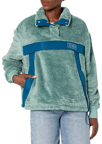UGG Damen Gayel Sherpa Half Snap, Aloe Vera / Midnight Blue, S