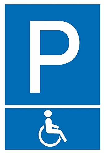 Samunshi® Aufkleber Behinderten Parkplatz Blau - Schild Sticker Hinweisschild Warnschild Vorsicht - 33x50cm mehrfarbig