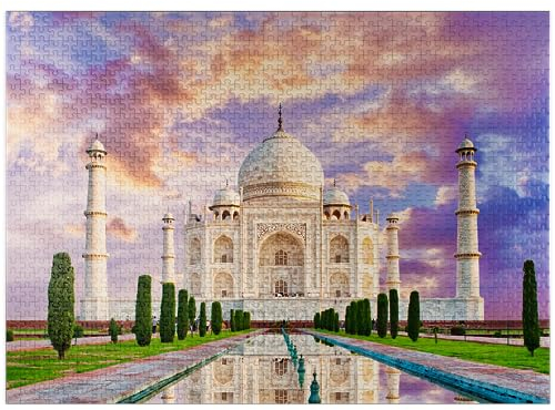 Blick auf Taj Mahal während des Sonnenuntergangs – Premium 1000 Teile Puzzle für Erwachsene