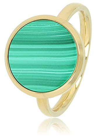 My Bendel - Ring Gold mit rundem Malachit- Stylischer Ringe für Damen mit echtem Edelstein - Bleibt schön und Verfärbt nicht - Stapeln Ringe - mit Luxuriösen Geschenkverpackung