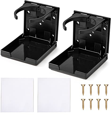 Porte-gobelet de Voiture Porte-gobelet Pliable Porte Boisson Réglable pour Voitures Camions Camping-Cars 2 Pièces Noir