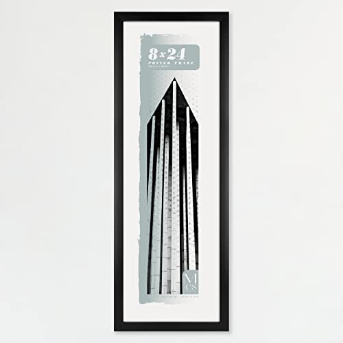 MCS Foundation - Marco de póster tradicional negro de 8 x 24 pulgadas, vertical y horizontal, para colgar en la pared, marco grande para fotos, panorámicas, carteles e impresiones artísticas (paquete