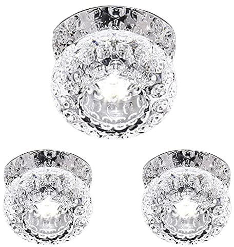 FAZRPIP 3er-Pack Kristall-LED-Downlight-Einbaustrahler mit Blendenbesatz, farbiges LED-Einbau-Downlight, runder Kristallstrahler, Tageslicht-Nachrüst-Downlight für Wohnzimmer, Küche, Schlafzimmer