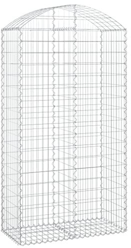 vidaXL Panier de Gabions Arqué Cage à Gabion Mur de Gabion Panier à Pierre Gabion pour Pierre Jardin Patio Extérieur 100x50x180/200 cm Fer Galvanisé