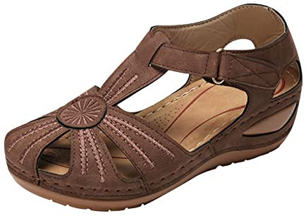 Susenstone Sandales Pour Femme Chaussures Pieds Sensibles Chaussures Pieds Larges Chaussure Femme Confortable Sandales à Bout Ouvert Sandale Randonnee Chaussures De Loisirs 01 Marron 39 EU