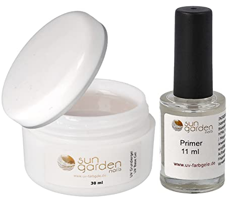 Sun Garden Nails UV Grundiergel 30ml mit Primer Haftvermittler 11ml Basegel UV Nail Set
