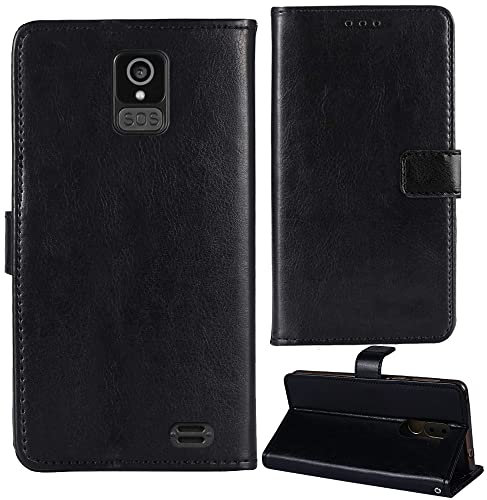 Tnviud Premium Custodia Portafoglio in PU Pelle Supporto Caso Guscio Protettiva Cover Flip Skin Case Per BRONDI AMICO SMARTPHONE POCKET 4 (Nero)