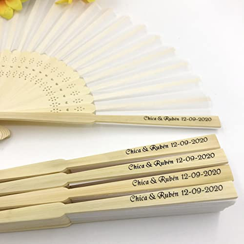 Ter Customized Fans,Personalized Hand Fans for Weddings with Name,Personalized Hand Fans for Women Foldable,Personalized Hand Fans Bulk. (White,100 pcs)