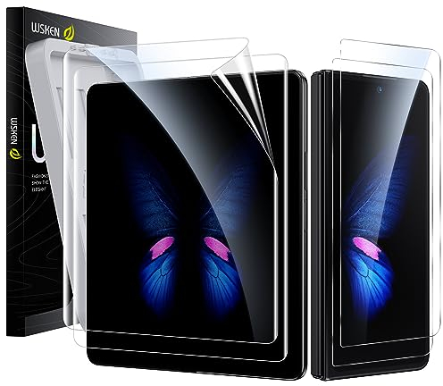 WSKEN Film de protection d'écran pour Samsung Galaxy Z Fold 5/fold 4, [facile à installer] à l'intérieur du film TPU souple + lot de 2 films avant en verre trempé sans plis, sans bulles