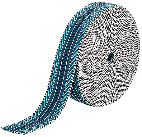 OLYCRAFT 10 Yards/9.1m Türkises Jacquard Polyester Gurtband 38mm Gurtband Polyester Canvas Streifenmuster Nylon Gurtband Flaches Gurtband Für Rucksäcke Handtaschen Kleidungsstücke Zubehör
