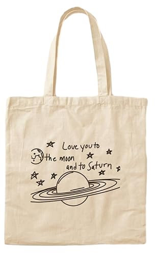 FaceYee Tragetasche, Einkaufstasche, lustiges Geschenk, wiederverwendbar, 35 x 40 cm (B x H), Liebe dich zum Mond und zum Saturn, 35cm(W)x40cm(H)