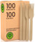 Kit Posate Ecologiche in Legno di Betulla 100 Forchette + 100 Coltelli Monouso 100% Naturali Biodegradabili e Compostabili Usa e Getta