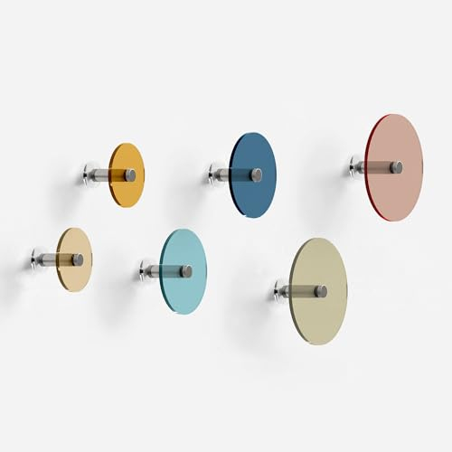 Giallobus - Appendiabiti da Parete - Happy Color 02 - Kit 6 pz - Vetro Acrilico - Kit 6 PCS. - Palette Colours 02 - Ganci attaccapanni e Accessori da Muro Decorativi