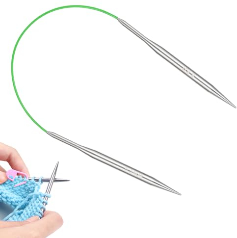Aeeque 1 Stück Rundstricknadeln 40 cm, 5,5 mm Rundstricknadel, Kurz Stricknadeln Rundstricknadel für Mützen,Socken, Ärmel, Bunte Rundnadeln zum Stricken, Ergonomisch Rund Stricknadel für Arthritis