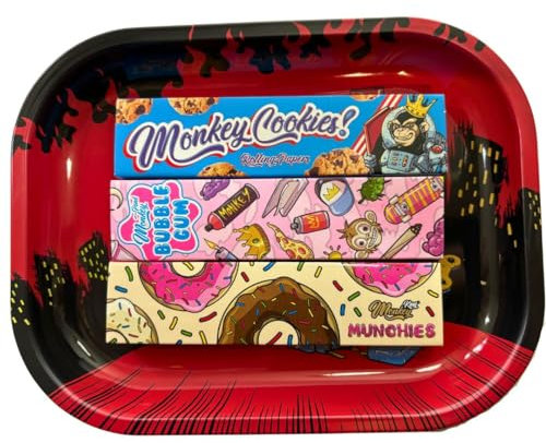 Monkey King Rolling Tray with Flavoured Kingsize Papers & Tips