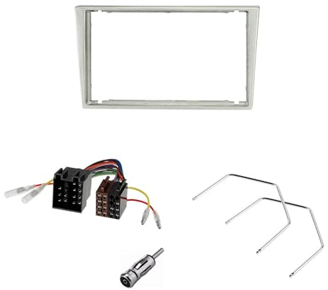 Audioproject A386.1-10 - Set di 2 mascherina autoradio autoradio per Opel Corsa C Combo Omega Astra Vectra Meriva Agila radio adattatore antenna sblocco luce argento