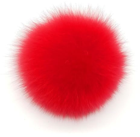 Wisafory Fuchs Pelz Pompon Ball Fellbommel Bommelbälle Bommel Flauschige Pom Pon Fuchs Plüschbälle Fellpompon zum Basteln Bommeln Zubehör für Mützen Beanies und Tasche Rot