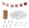 VijarCrea Lot de 100 mini pinces à linge blanches en bois avec ficelle de jute de 100 m, petites épingles à linge de 3,6 cm pour photos, travaux manuels, photos, fête prénatale, support photo blanc