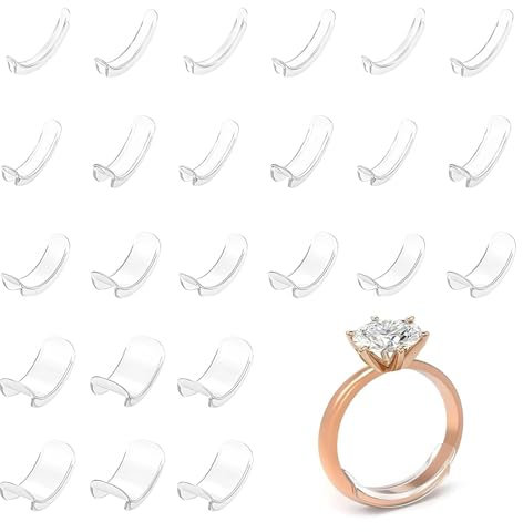 24 Stück Ringgrößenversteller Set,Unsichtbarer Ringgrößenversteller für Lose Ringe, Schmuckringgrößen-Adapter, Reduzierstück, Abstandshalter, Schmuckschutz, 8 Größen