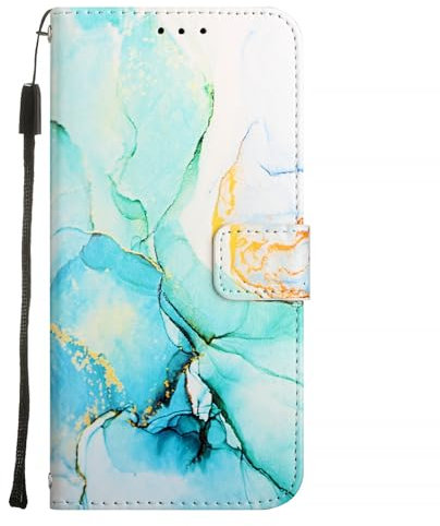 Cxzaqwer Mobile Phone Case Compatible with TCL 505, Flip Wallet PU Leather Case Magnetic [Stand Function] [Card Slots] Protective Case for TCL 505 Marble Green