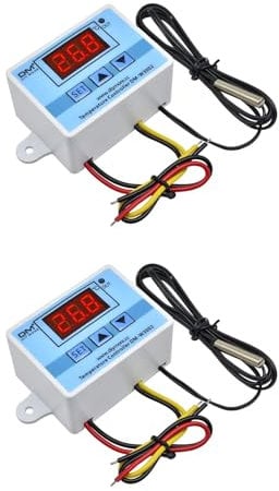diymore 2PCS Termostato Digital,Controlador de Temperatura,Digital Refrigeración y Calefaccion Regulador W3002 AC 110V-220V con Sensor