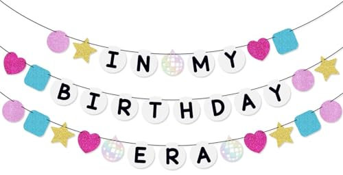 Friendship Bracelet Birthday Banner for Girls Party Decorations - Glitter Themed Celebration Supplies, Colourful Singer-Inspired Wall Decor for Women's Birthday Events