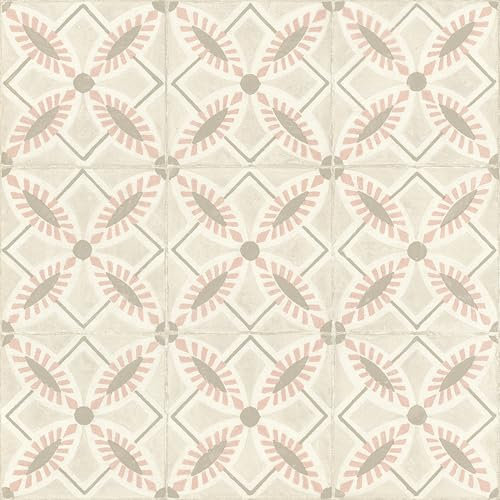 Rasch Tapete 410273 - Gemusterte Vliestapete mit Fliesen-Optik in Sand und Rosa aus der Kollektion Beachhouse