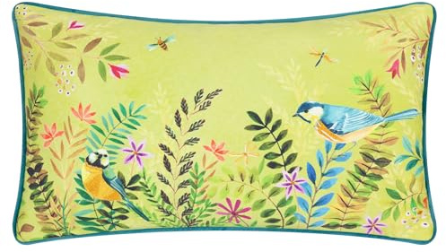 Evans Lichfield Daisy Hill Meadow Tales Printed Feather Rich Cushion - Spring Green - 30x50cm