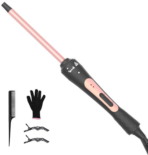 iToncs Lockenstab Kleine Locken 9mm, Lockenstäbe mit Quarz-Keramik-Beschichtung, Mini-Lockenstab, Zwei Temperaturstufen, Schnelles Aufheizen, Lieferung mit Handschuhen, 2 Haarklammern und Kamm