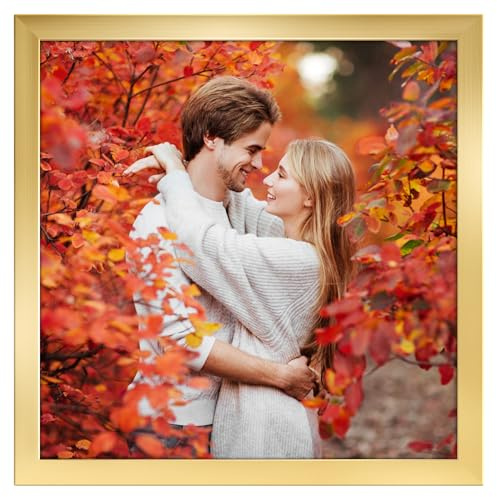 Ditwis Bilderrahmen 20x20 Gold, Quadratisch Fotorahmen für Fotos und Bilder, Wand- und Tischaufstellung, Modern Rahmen für Wohn-, Schlaf- und Büroräume