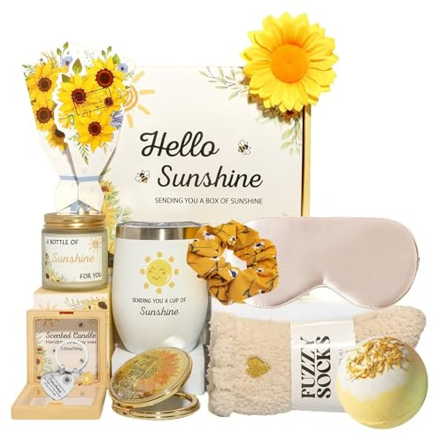 Sunflower Birthday Gifts for Women Get Well Soon Gifts Sending You Sunshine | Relaxation Bath Set Christmas Gifts for Your Mum, Wife, Best Friends, Sister, Daughter