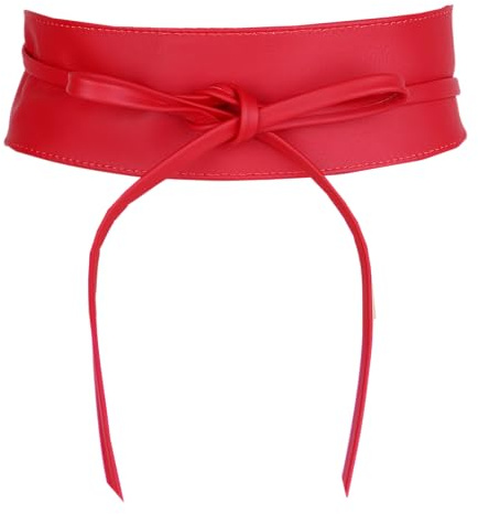 MIRROSI Taillengürtel Wickelgürtel aus Echtleder, Schleife mit breitem Bund (mit breitem Bund zum Wickeln (7cm Breit, 265cm lang) OBi Gürtel, Bindegürtel, Schnürgürtel, Wickelgürt