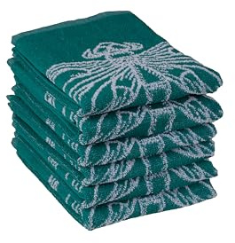 DoubleDry Küchentücher Baumwolle - 50x50cm - Frotteetücher - Oeko-Tex Zertifiziert - Hochwertige Küchenhandtücher - Smaragdlibel, Grünblau