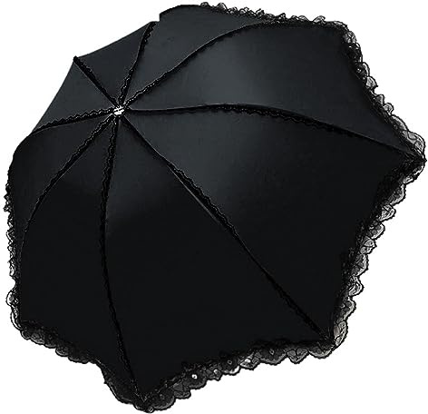DLAZUM Parapluies Parapluie Rose Noir Compact Voyage Robuste Coupe-Vent Parapluies Pluie Femmes Parasol,Black