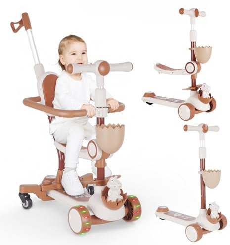 Vinteky Trottinette évolutive pour Enfants 3 en 1, Multifonctionnel, Coureurs, Trottinette pour Enfant, de 1 à 6 Ans, Fonction vélo d'équilibre LED - 30kg