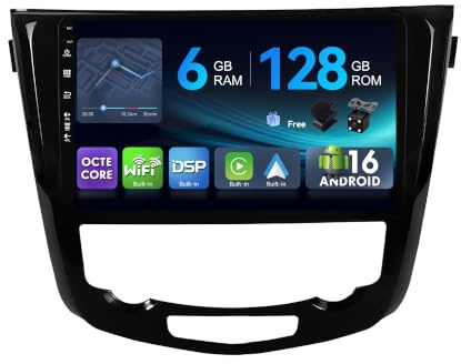 MSD 6G+128G - Autoradio pour Nissan X-Trail Qashqai J11 Rouge(2014-2018) | Android 16 GPS Navi Radio | Carplay Android Auto Volant Dual Band WiFi DSP Dab | Caméra MIC | Octa-Core 2 Din 10.1 Pouce