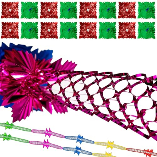 16 Pcs Christmas Ceiling Decorations, Retro Foil Hanging Garlands for Xmas Party, Vintage Inspired Christmas Hanging Decorations, Festive Indoor Outdoor Decor