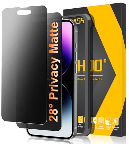JEHOO 2 Pack for iPhone 14 Pro Max Matte Privacy Screen Protector, 28°Anti-Spy, Anti-Glare, Anti-Reflection, Anti-Fingerprint, Smooth as Silk 9H Tempered Glass Film for Gaming Enthusiasts, 6.7 Inch