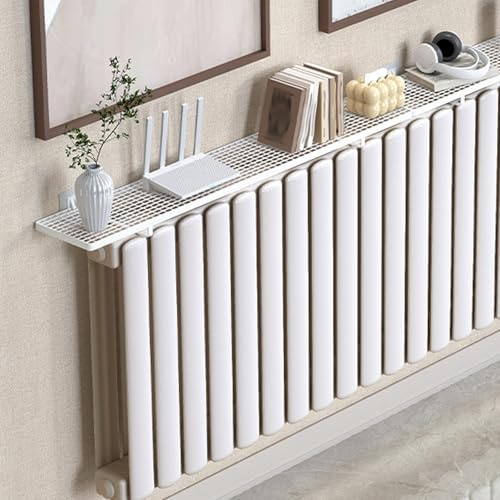Support Tablette Radiateur avec Supports, Étagère Murale en Métal, Étendoir a Radiateur, Design Creux, Sans Perçage, Optimisation de L'espace(White,35x15x3cm)