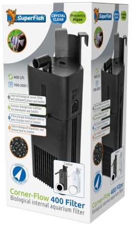 Superfish Corner-Flow 400 Innenfilter für Aquarien, Schwarz